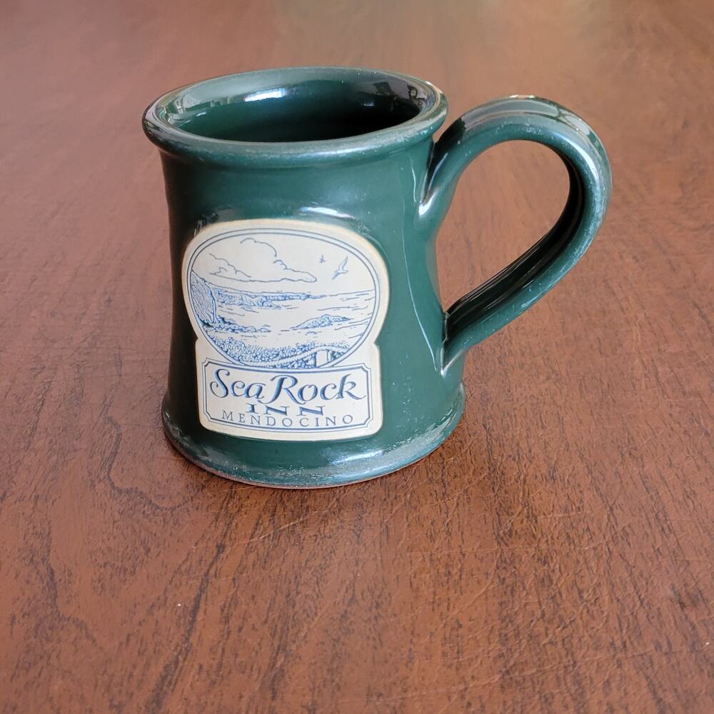 Deneen Pottery 10 Oz Mug Sea Rock Inn Mendocino 2011 Earthenware Pottery Green